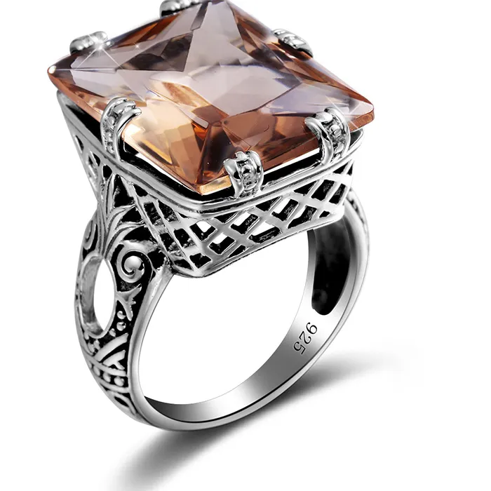 Authentic Sacred Amber Square Ring- A Talisman Of Love And Golden Light