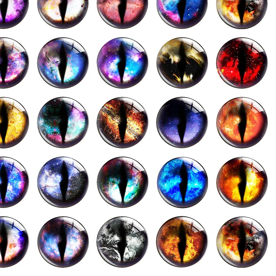 Authentic The Gaze of the Cosmos: Feline and Draconian Glass Cabochons