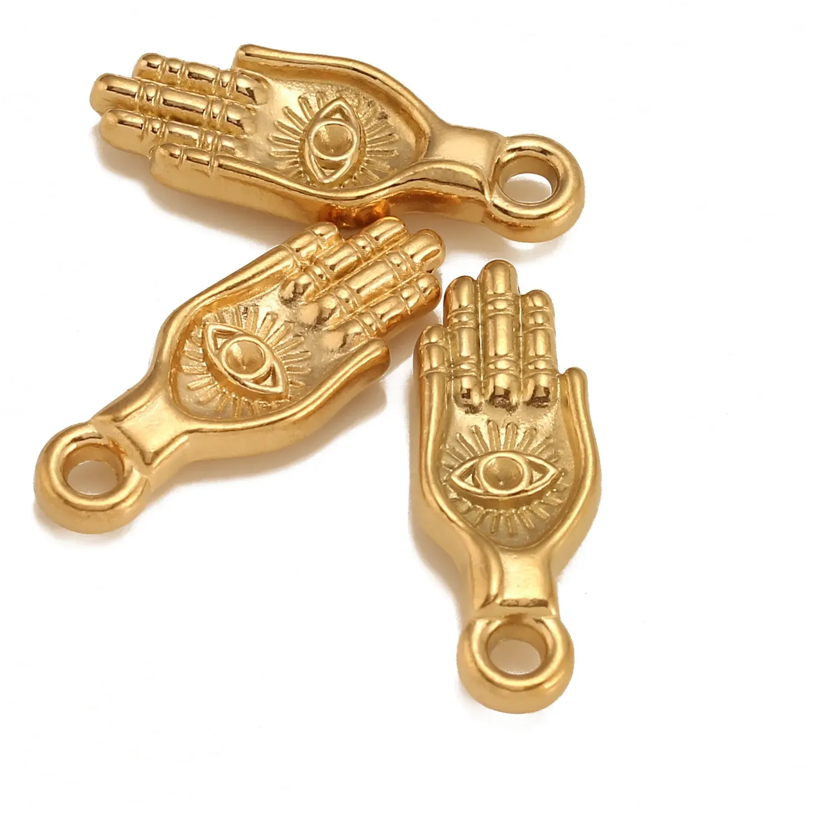 Authentic 3Pcs Hand Hamsa Evil Eye Charms Eyes Pendants for DIY Craft Necklace Bracelet Jewelry Making Crafting Supplies