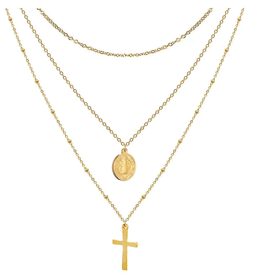 Authentic Catholic Church Jesus Necklaces Multi Layered Cross Choker Necklace For Women Religious Christian Jewelry