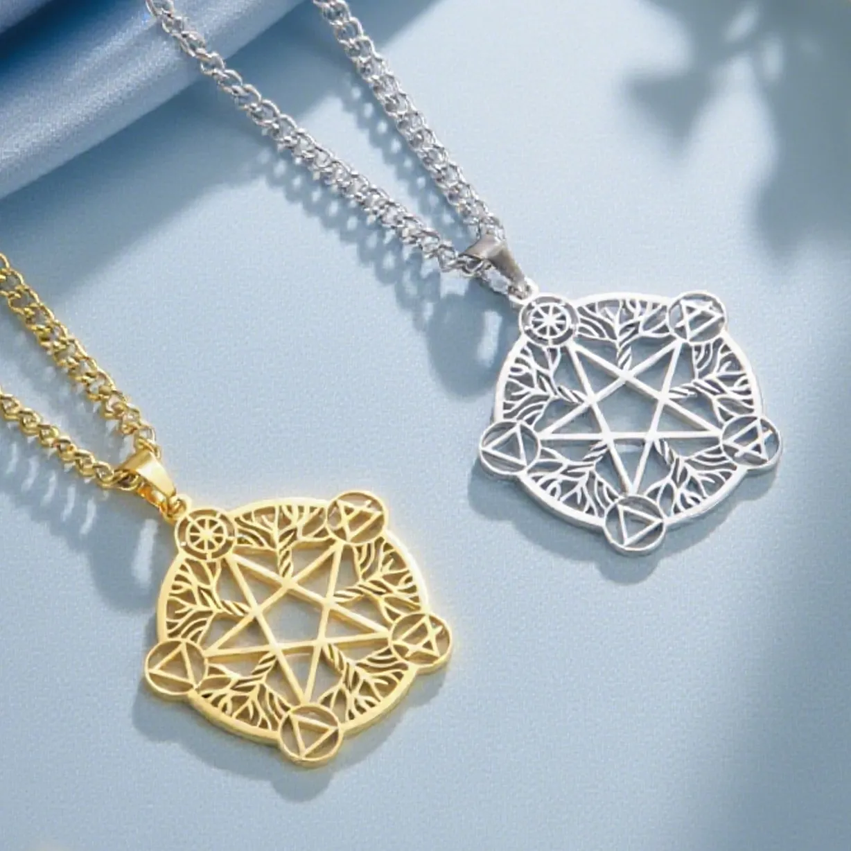 Authentic Amulet Of Eternal Embrace Gold- Plated Pentagram Of Infinite Wisdom