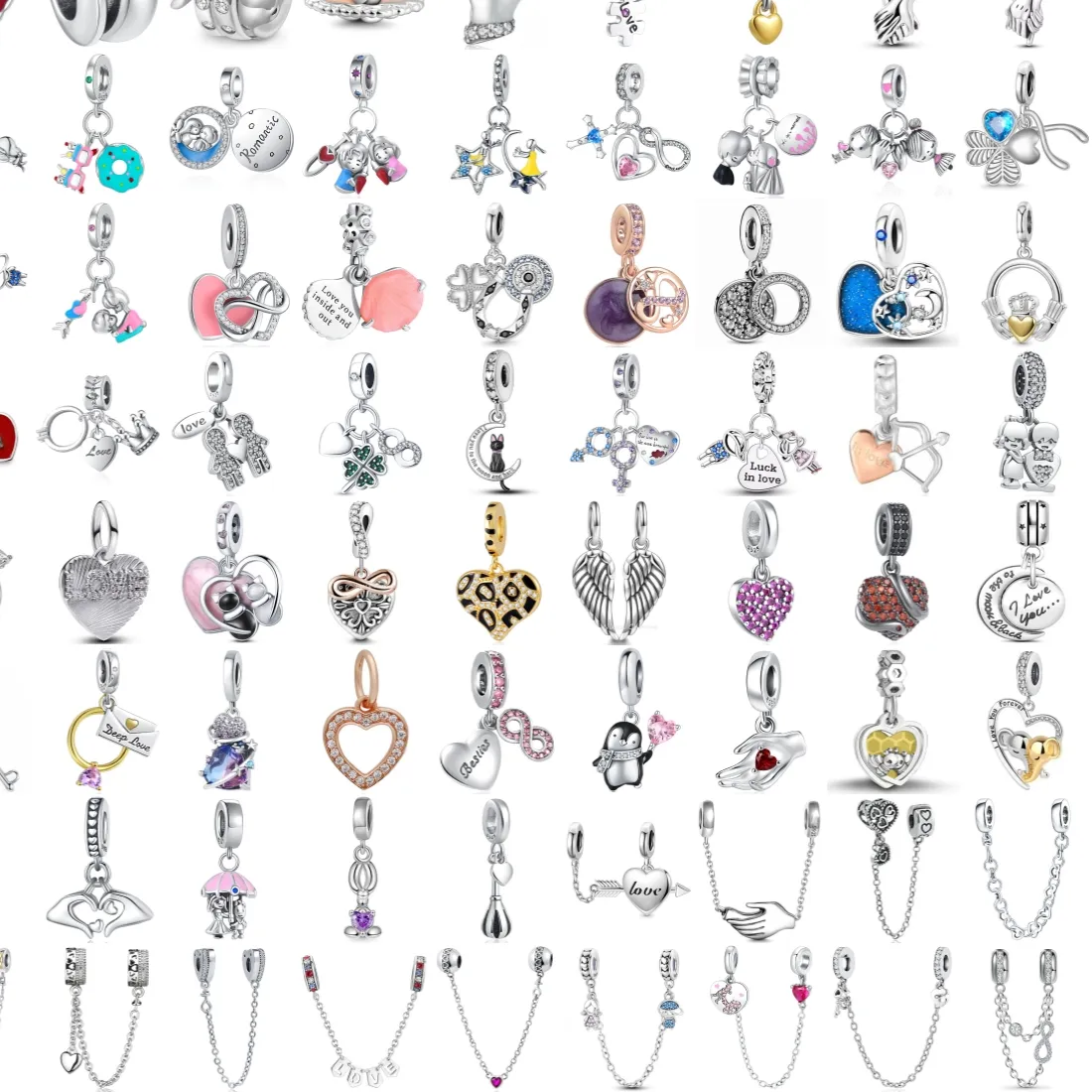 Authentic Celestial Silver Heart Pendant – Penguin, Cat & Angel Wing Infinity Charm