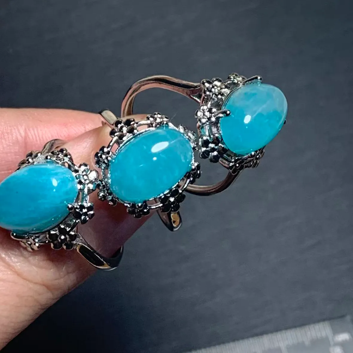 Authentic Mystic Amazonite Whisper Ring – Adjustable Vintage Elegance