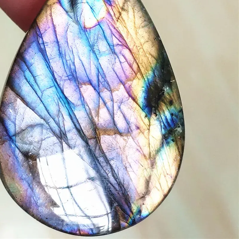 Authentic Natural Colorful Labradorite Pendant Water Drop Blue Light Labradorite Women Men Necklace Jewelry AAAAAA