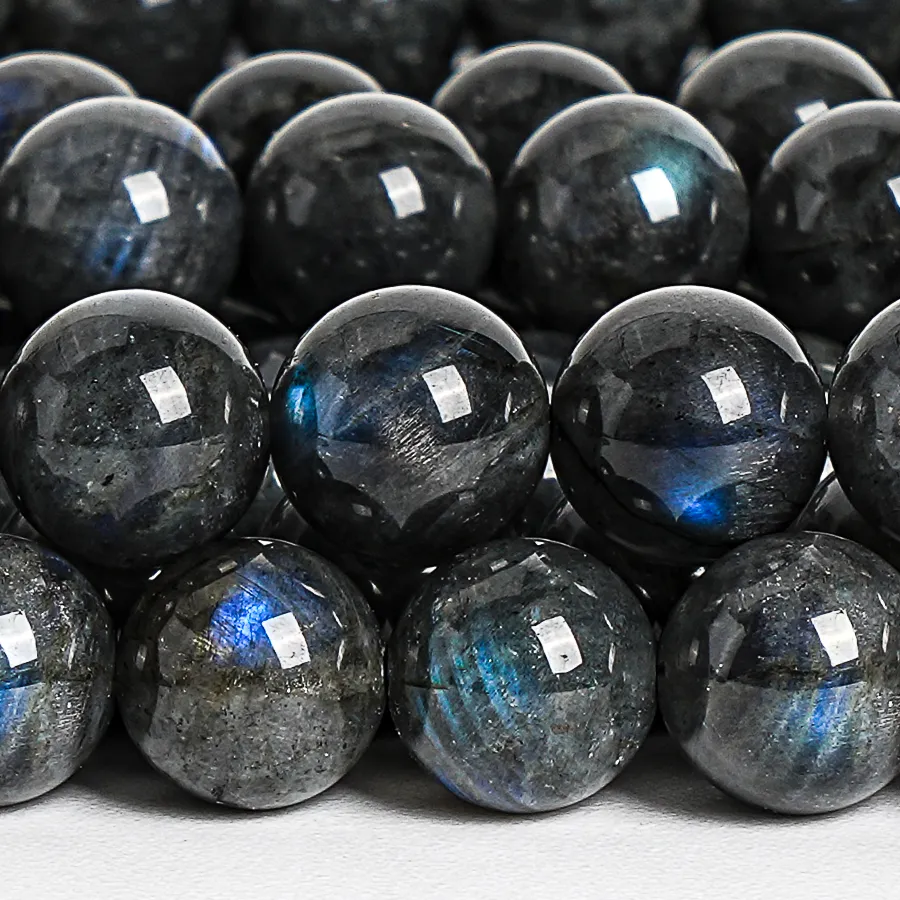 Authentic 6mm 8mm Labradorite Stone Round Beads with Pre-Drilled Holes - Deep Gray Beaded Jewelry Supplies for DIY Necklace/Bracelet
