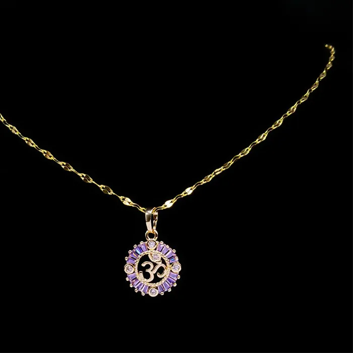Authentic Aesthetic Chakra OM Reiki Symbol Pendant Necklace for Women Men Gold Color Buddhism Lotus Mala Chain Jewelry NS7
