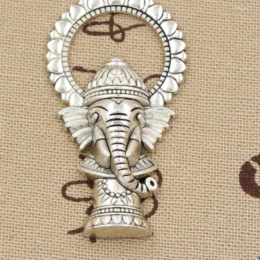 Authentic Ganesha And Elephant Buddha Talisman Charms- Antique Silver- Toned Bronze Pendants For Sacred Jewelry