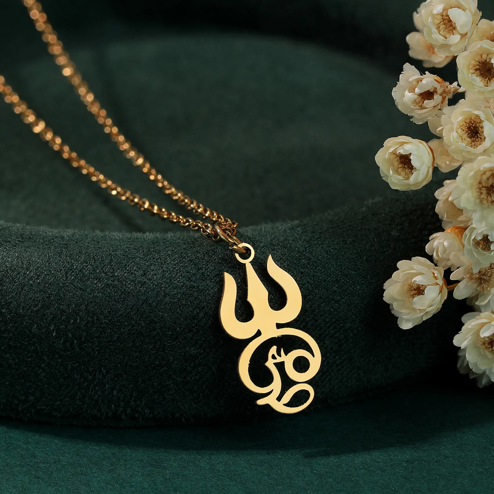 Authentic Chandler India Tamil Om Sign Pendant Necklace Indian Jewelry Traditional OM Symbol for Women