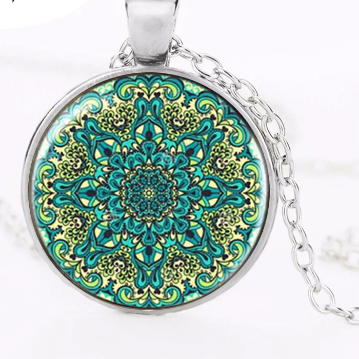 Authentic Steampunk Henna Yoga India Jewelry Bloom Mandala Pendant Necklace Chain Om Symbol Buddhism Bijoux Hz1