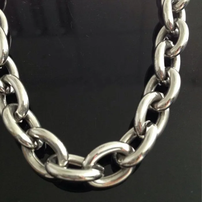 Authentic 8/11/13/15mm 7"-40" Women Men's 316L Silver Color Big O Link Chain Necklace Jewelry Christmas