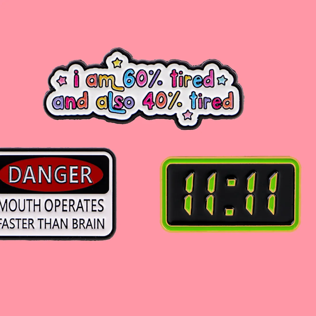 Authentic Number 11 Quotes Enamel Pin 'I am 60% Tired and Also 40% Tired' Brooch Lapel Pin Badge on Backpack Clothing Accessories Jewelry