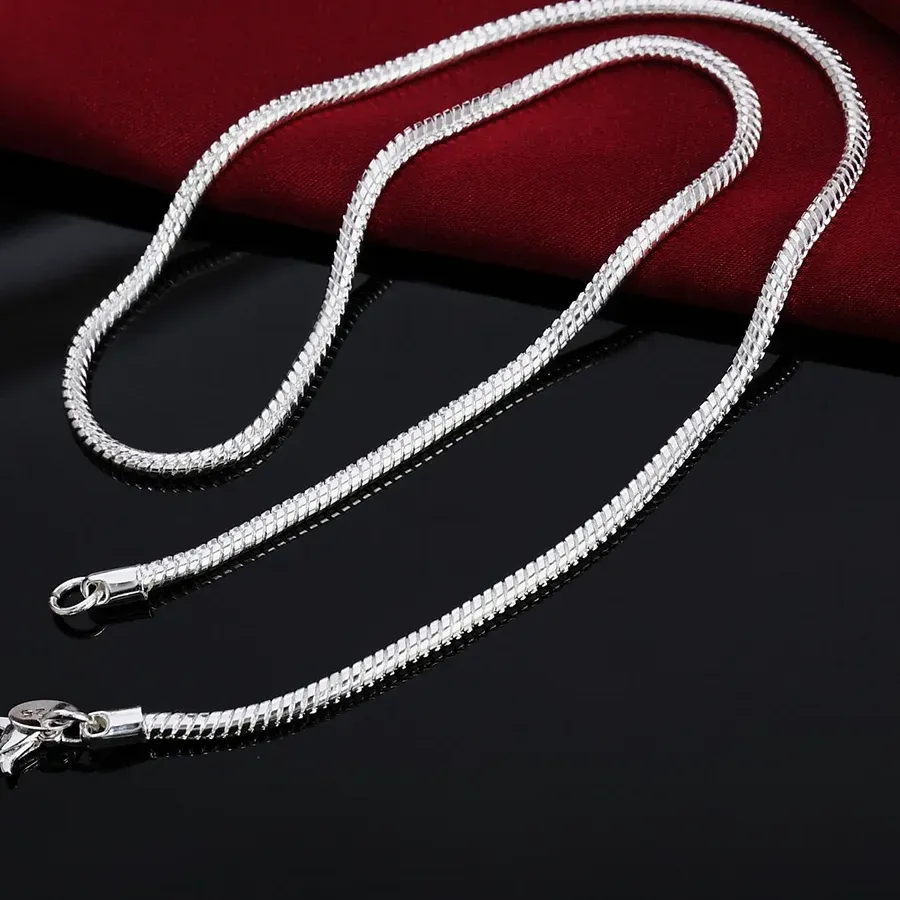 Authentic 40-75cm 925 Sterling Silver 1MM/2MM/3MM solid Snake Chain Necklace For Men Women Fashion Jewelry for pendant