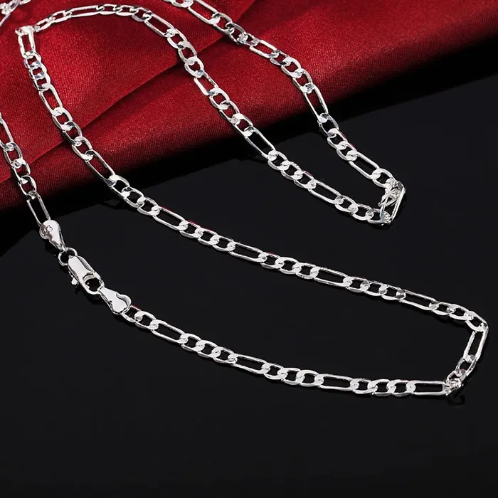 Authentic 40-75cm 925 sterling Silver 16-30 Inches fine 4MM chain Necklaces for women party wedding Jewelry Christmas gifts