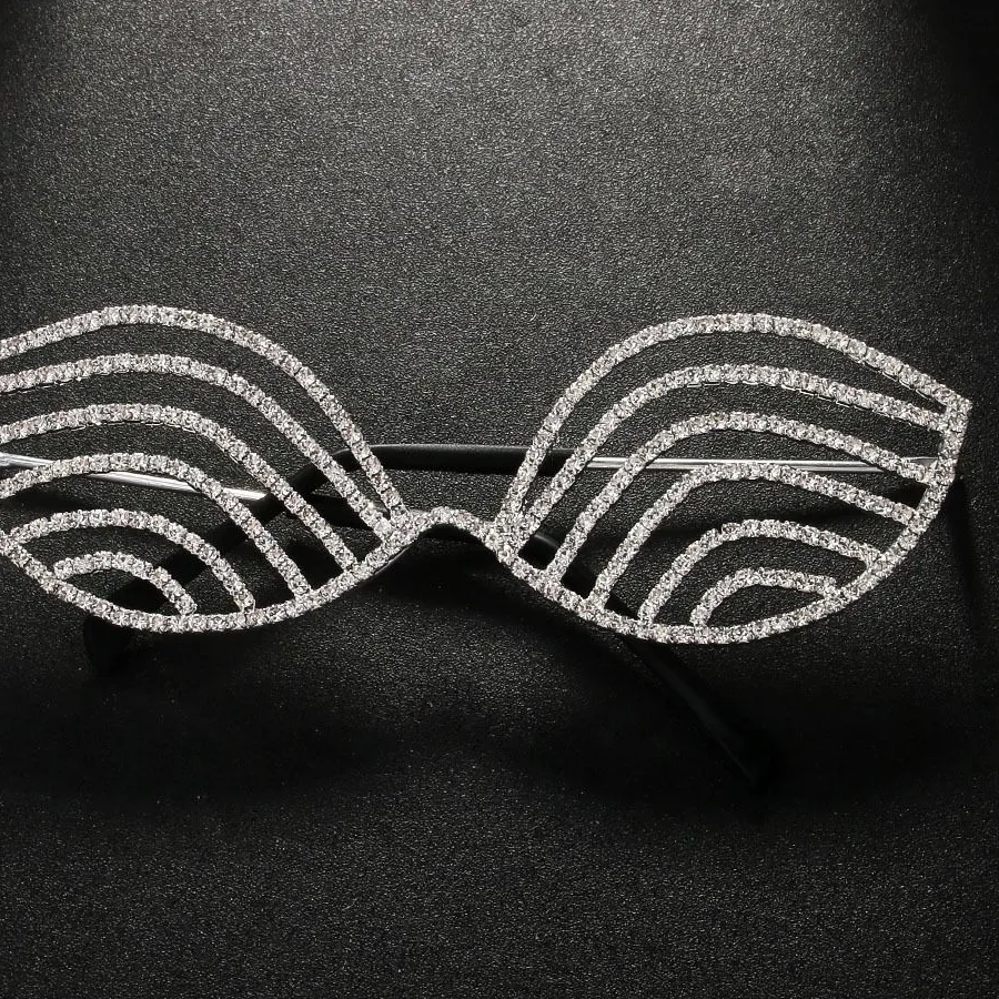 Authentic Irregular Rhinestone Eyeglass Frame Light Face Eyewear Decoration Jewelry Sparkling Crystal Eye Frame
