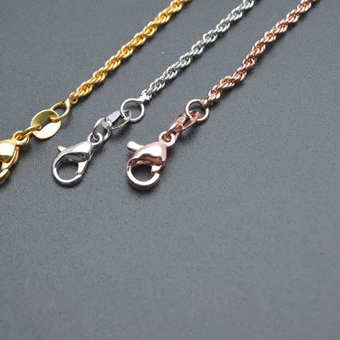 Authentic 30pcs/lot Anti Fading 45cm Length Twist Necklace Chain For Pendant Jewelry