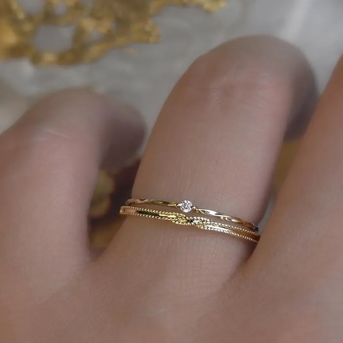 Authentic Light Luxury Design Sense Silver Inlaid Small Diamonds Fine Ripple Rings for Women Exquisite and Minimalist Party Jewelry