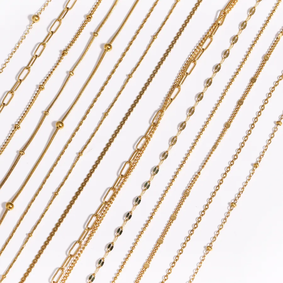 Authentic 18K Gold Color PVD Plated Stainless Steel Cuba Cross O Ripple Twisted Chain Necklace Adjustable Chain DIY Necklace Wholesale
