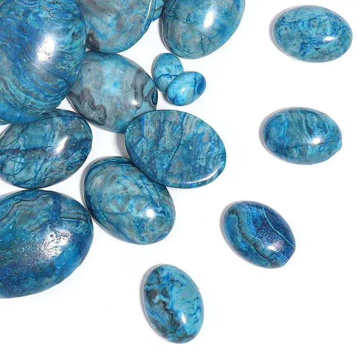 Authentic 2-10pcs/lot Natural Stone Cabochon Oval Flatback Blue Ripple Cabochon For Diy Ring Bracelet Earring Jewelry Making Finding