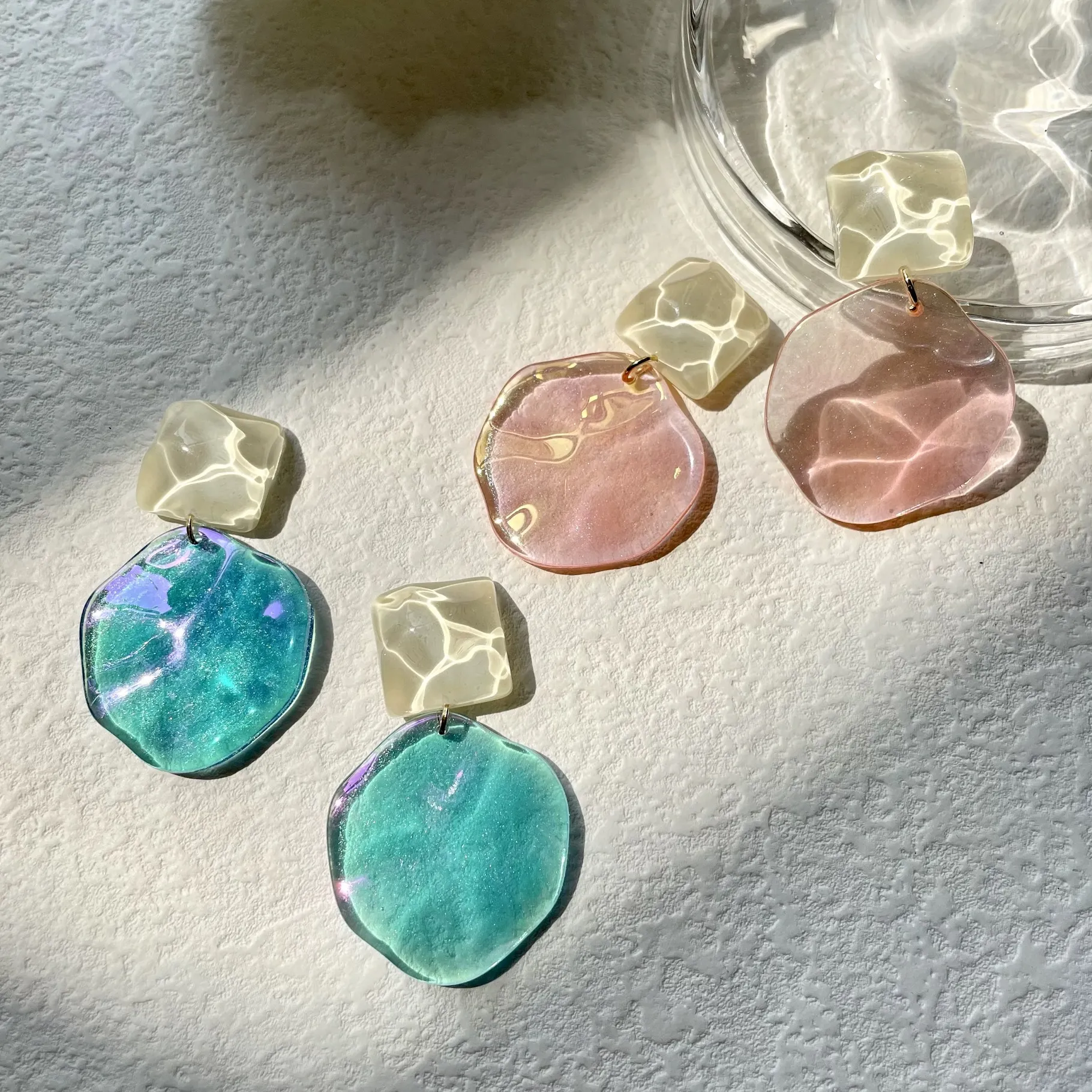 Authentic Ethereal Waters Acrylic Resin Talisman Earrings - Liquid Light Energy Amulet