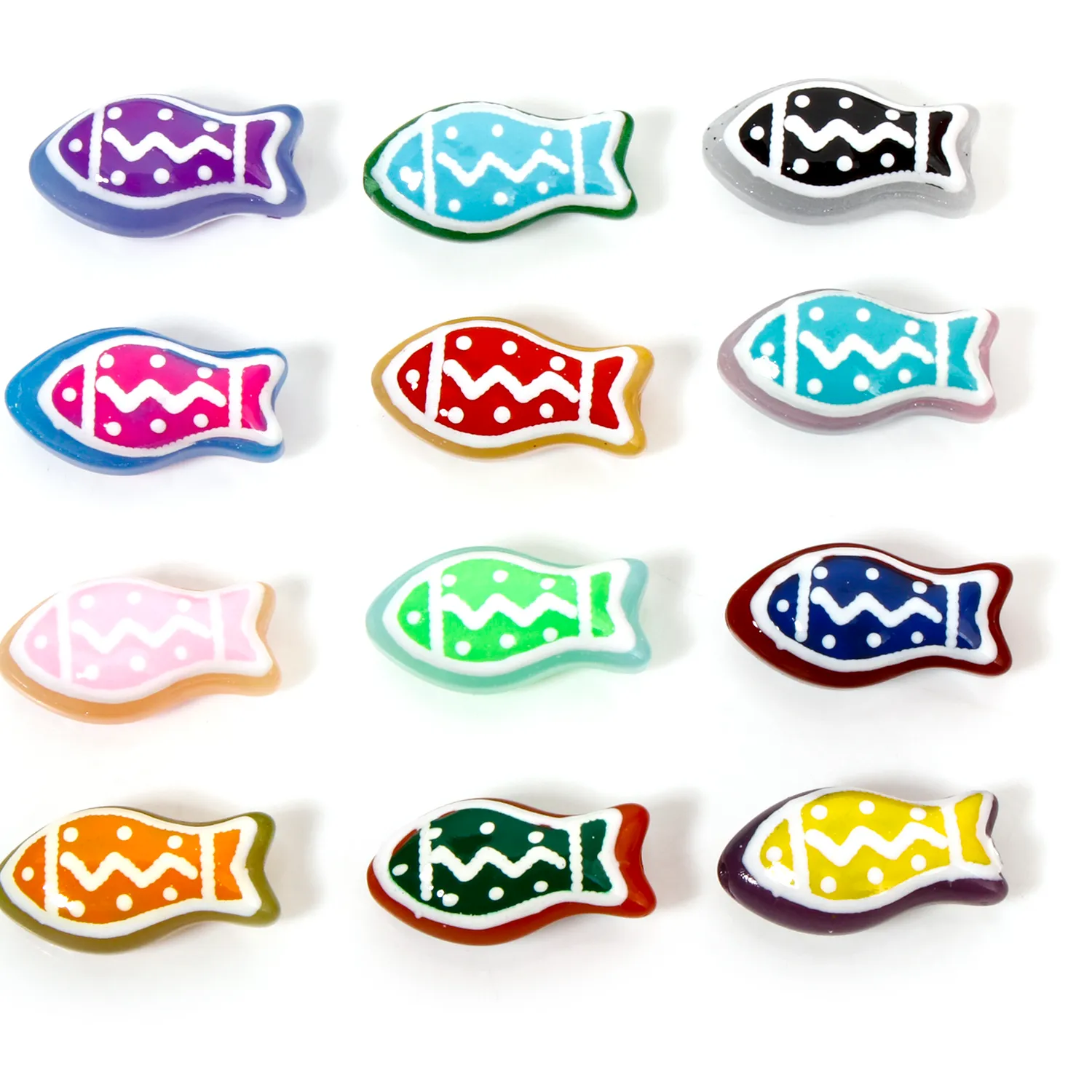 Authentic 2 PCs Lampwork Glass Ocean Jewelry Beads Fish Animal Ripple Enamel For DIY Jewelry Making About 21mm x 11mm, Hole: Approx 1.4mm
