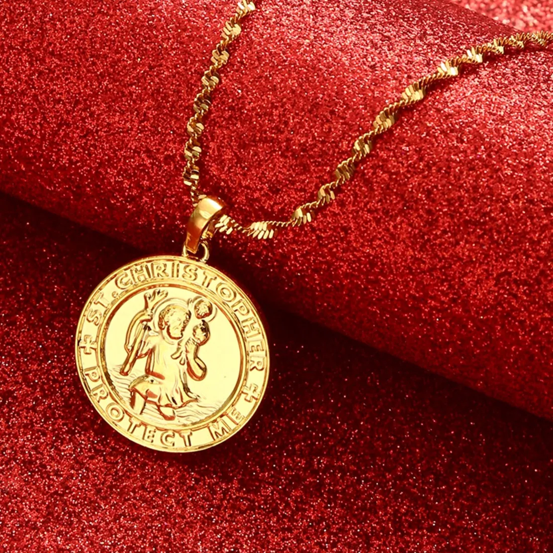 Authentic St. Christopher Protect Me Necklaces for Women Saint Christophe Pendant Religious Jewelry