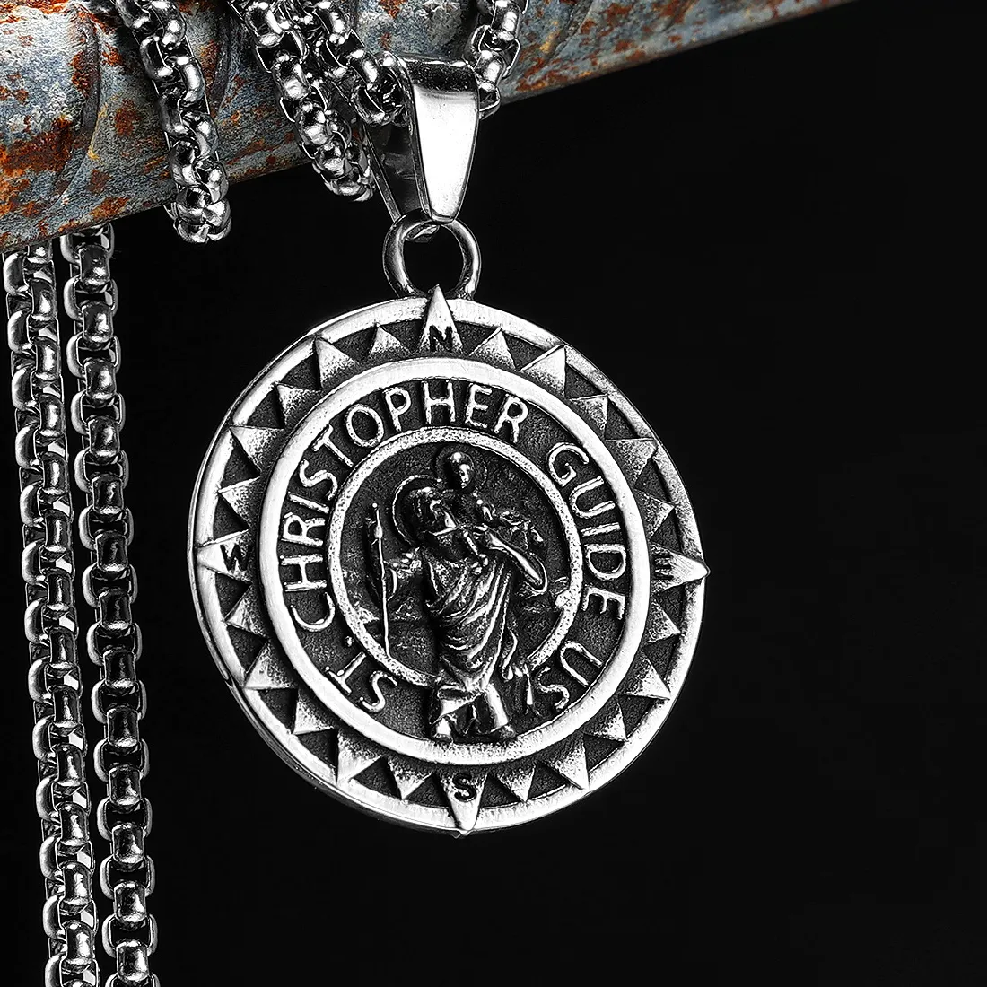 Authentic The Navigator's Aegis: Saint Christopher Compass Amulet