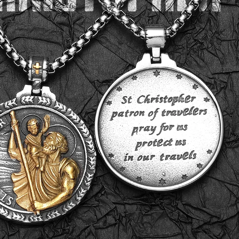 Authentic Exorcism Patron St.Christopher Amulets Men Necklaces Pendant Chain Punk Women Jewelry Gifts