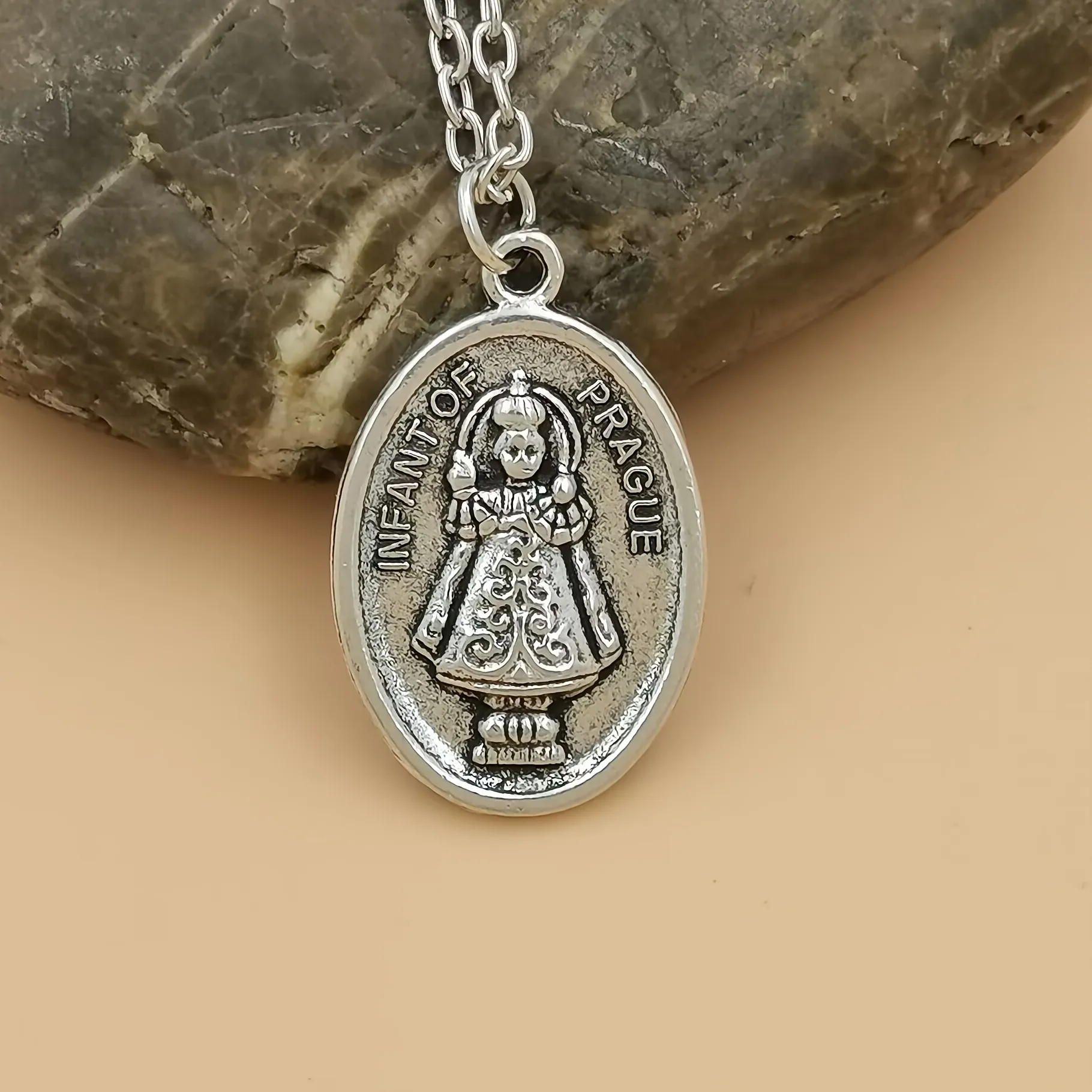 Authentic Sacred Guardian: The Infant of Prague Gold-Plated Amulet Necklace