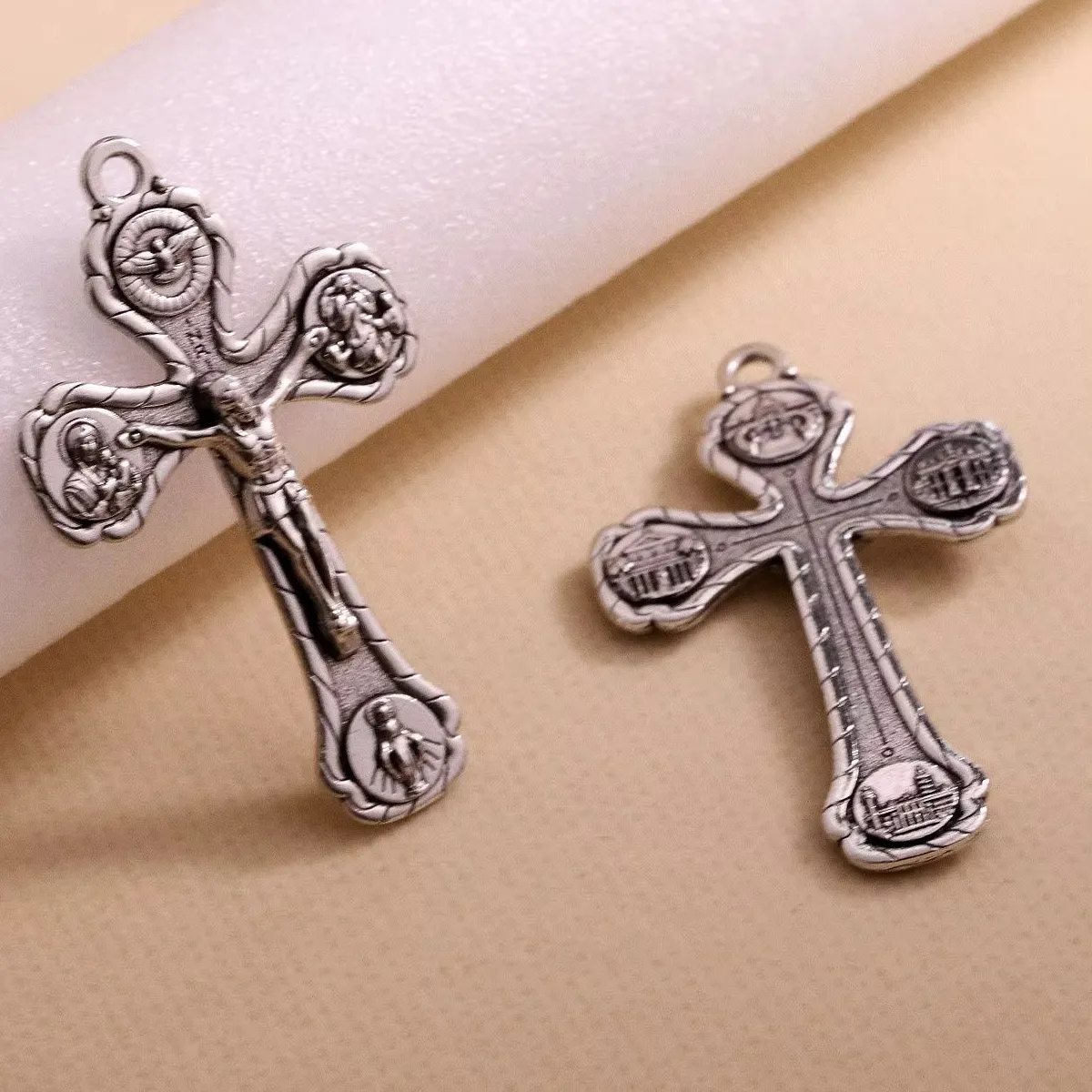Authentic Sacred Four-Way Devotional Cross & Miraculous Medal Set of Five