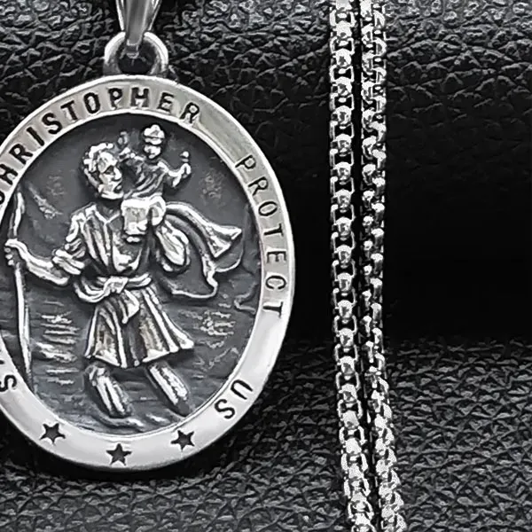 Authentic Saint Christopher Protect Us Cross Medal Necklace Archangel Saints Protection Amulet Necklaces Jewelry NZZ303S05