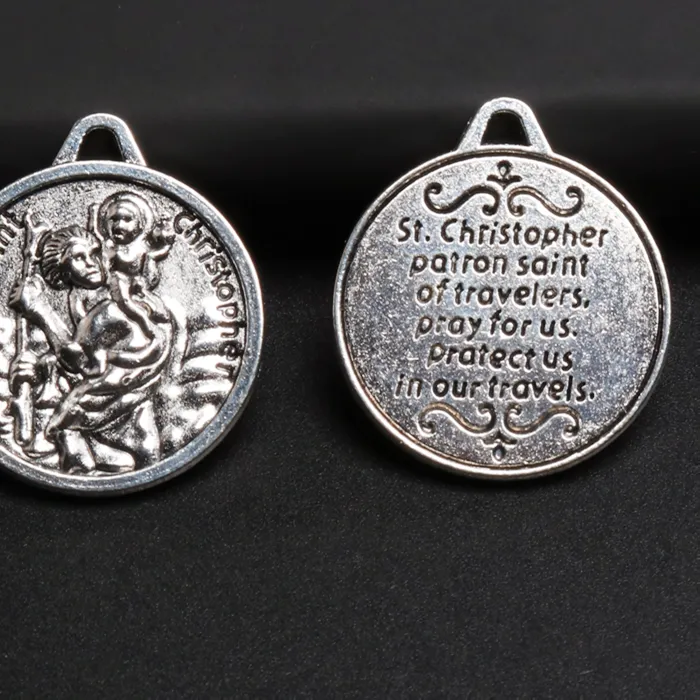 Authentic 10Pcs Silver Plated St Christopher Tag Pendant Diy Catholic Bracelet Rosary Necklace Jewelry Crafts Making A78