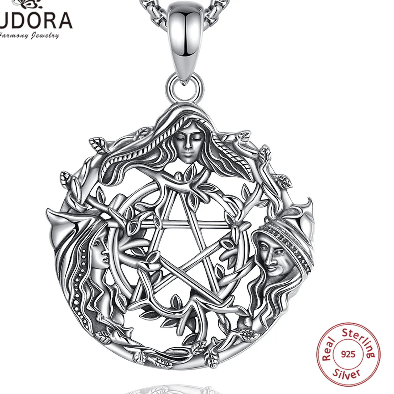Authentic Triple Goddess Pentagram Pendant: Weave Magic & Protection in Your Life