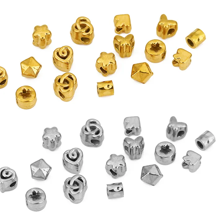Authentic 10pcs Heart Necklace Beads Never Fade PVD Large Big Hole Bracelet Spacer Beads For DIY Jewelry Making Findings
