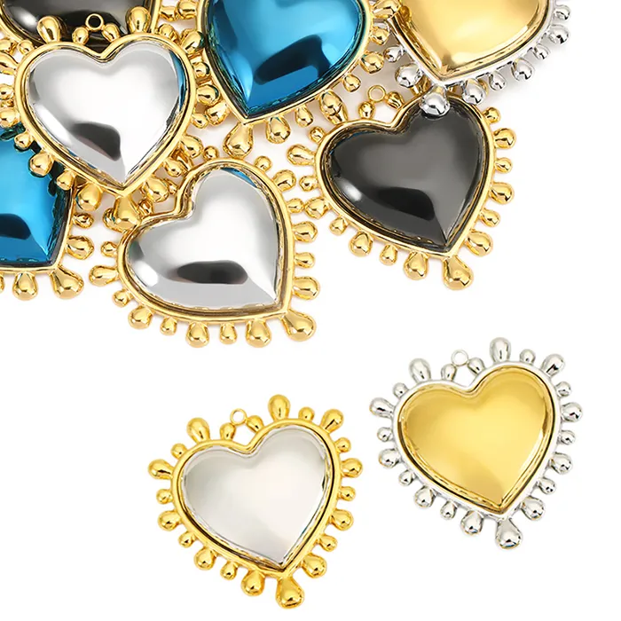 Authentic 2pcs Love Heart Jewelry Pendants for Necklaces Bracelets DIY Jewelry Making Korean Accessories