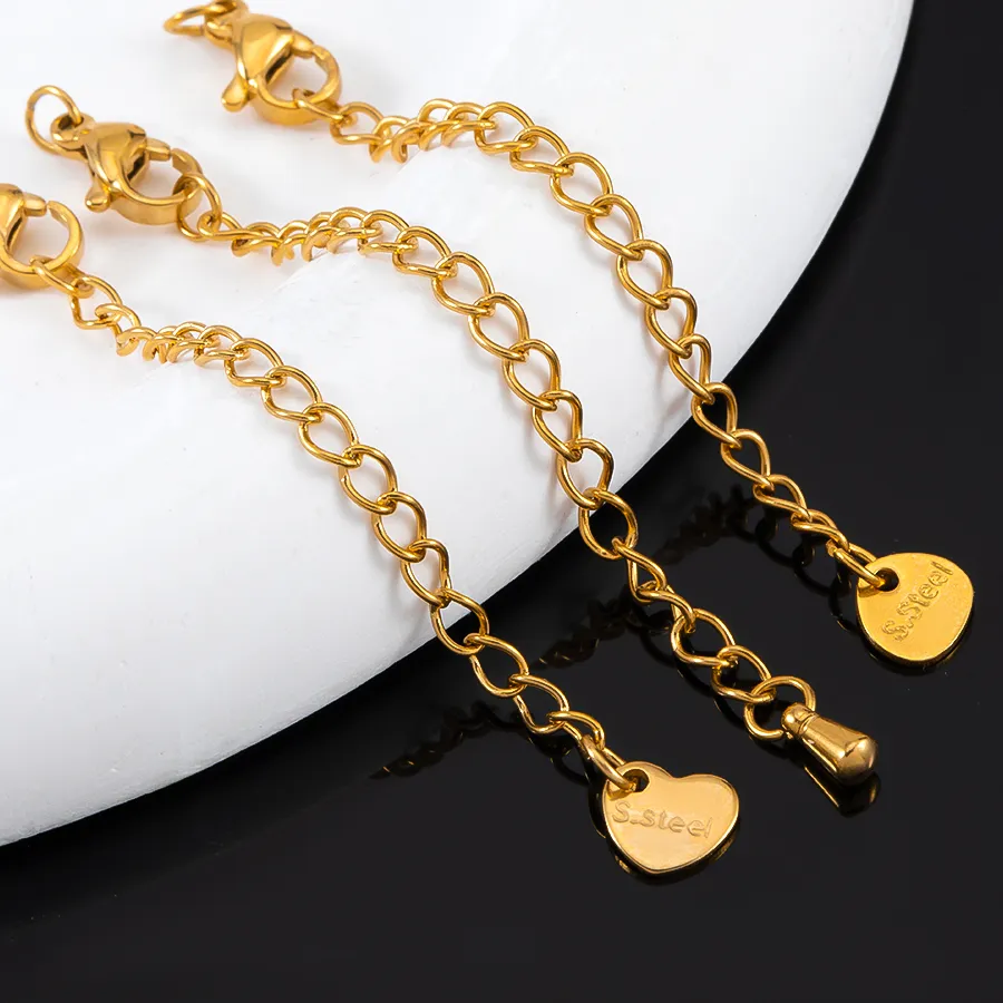 Authentic 5pcs Steels Heart Pendants Extended Tail Chain with Lobster Clasps for DIY Bracelet Necklace Connector Jewelry Making