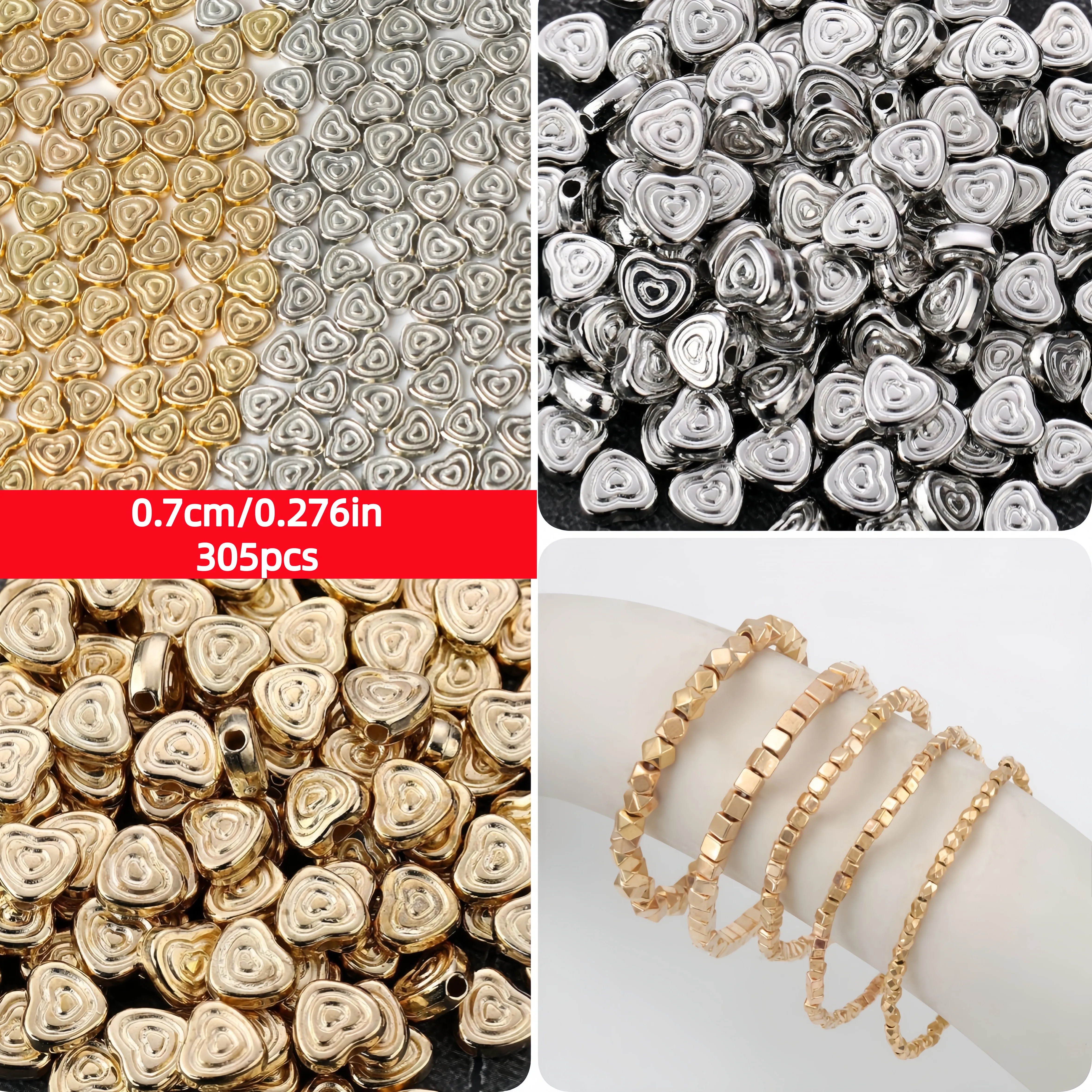 Authentic 0.7cm/0.276in 305 DIY electroplated heart-shaped beads, suitable for accessories such as bracelets and necklaces