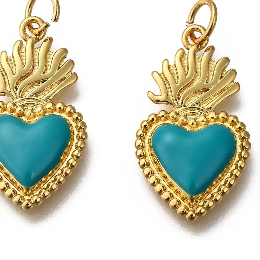 Authentic 1Pcs Heart Enamel Charms Brass Enamel Pendants Jewelry Findings for Women Jewelry DIY Necklace Bracelet Earring Making Dark