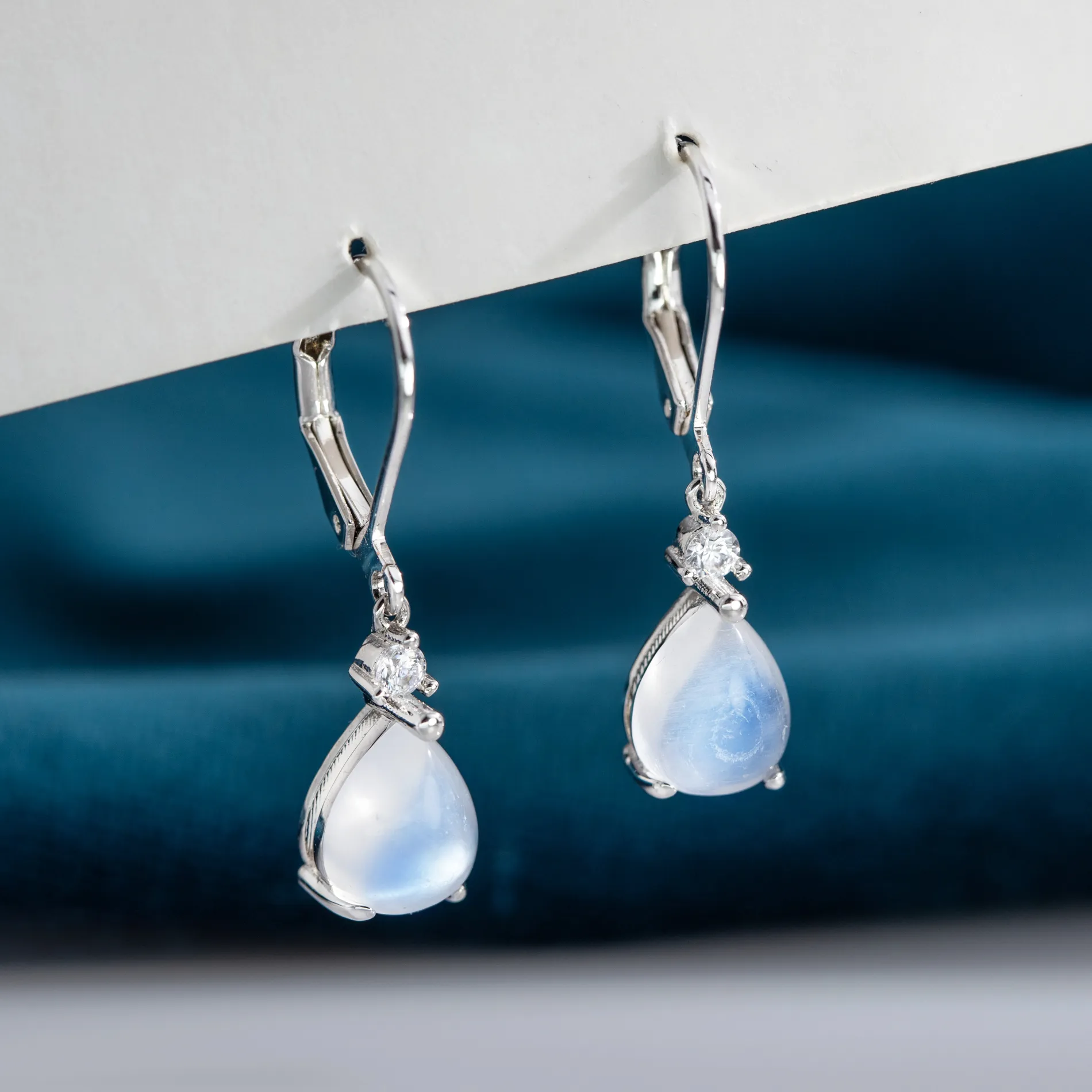 Authentic Celestial Tide Hoops - Ethereal Larimar and Moonstone Lunar Amulets