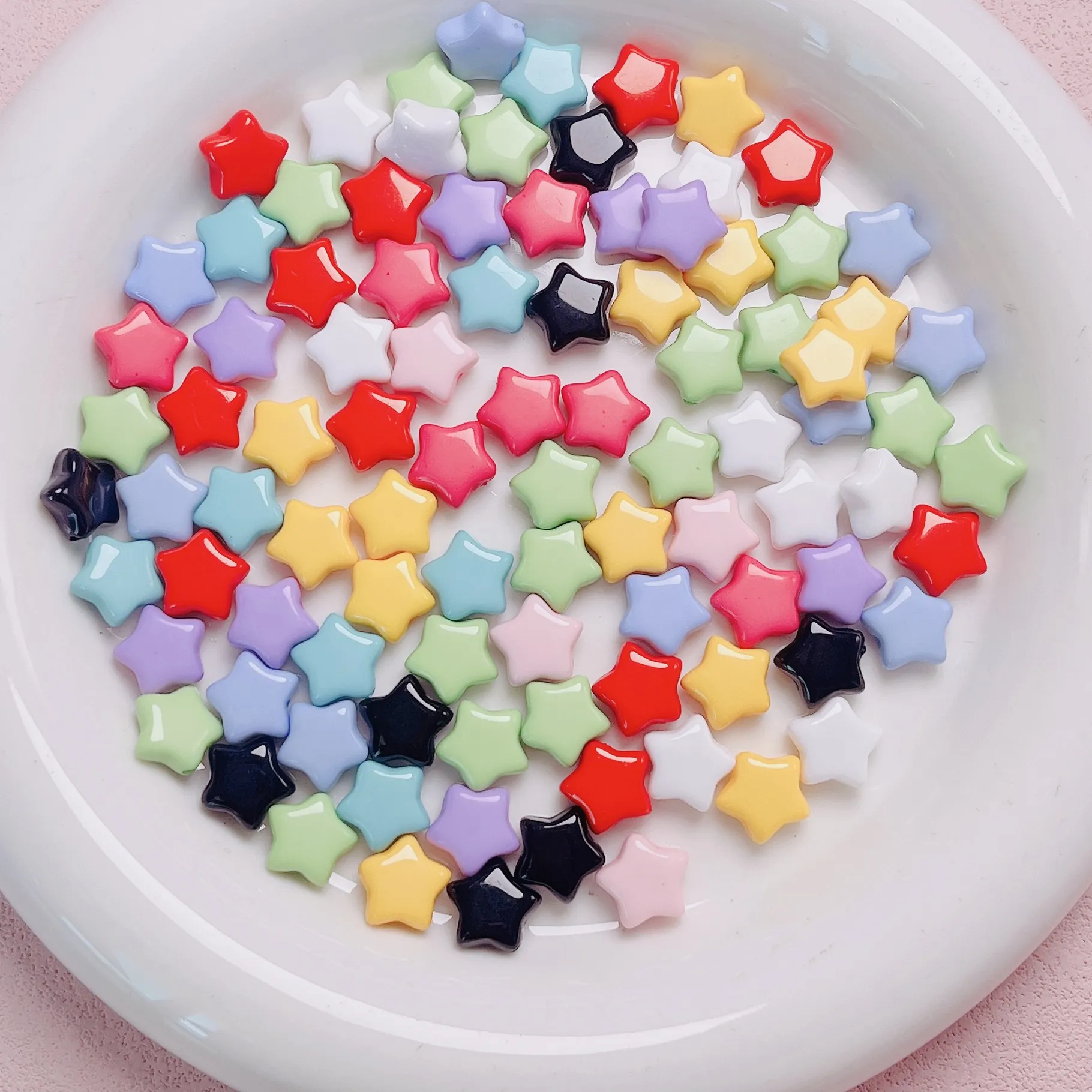 Authentic 30/50/100Pcs, 11mm, Cute, Solid Color, Pentagram, Star, DIY, Beads, Jewelry Accessories, Jewelry Making Supplies