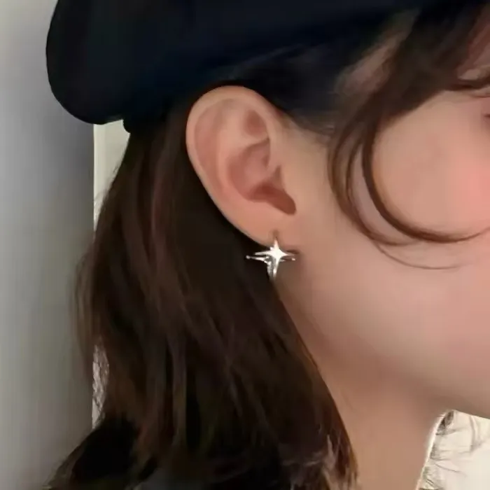 Authentic Minimalist Sliver Color Star Stud Earrings Sweet Cool Pentagram Piercing Earings Y2K Jewelry
