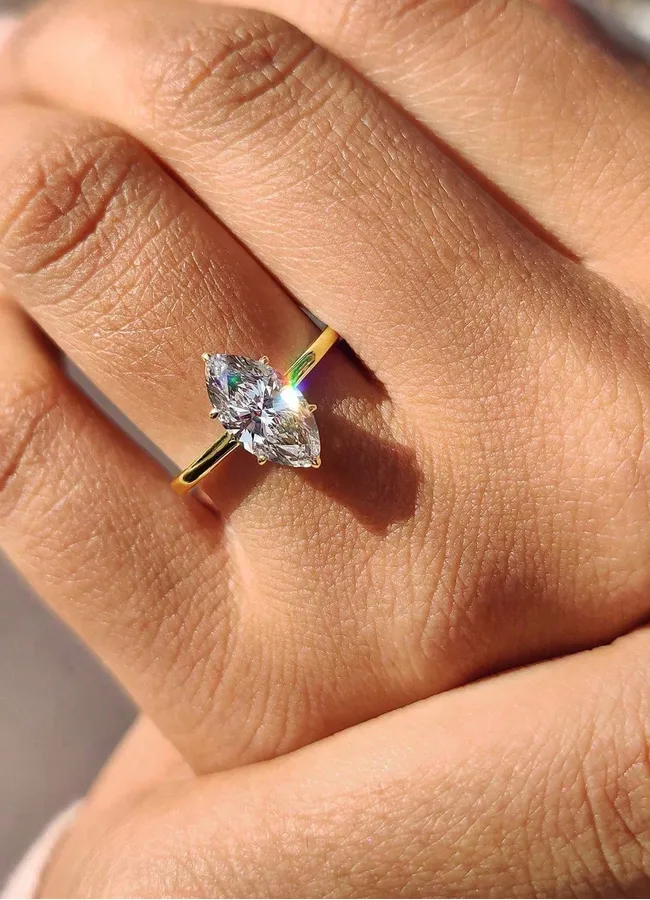Authentic Celestial Marquise Moissanite Union Talisman – 1‑2ct Star‑Fire Gem Set in Moon‑Silver 925 Band
