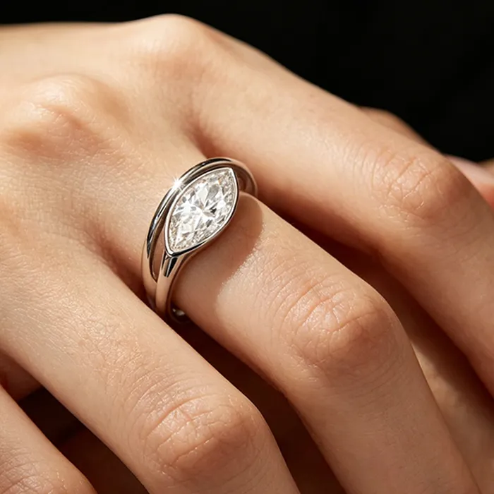 Authentic Smyoue 1/2CT Marquise Cut Moissanite Rings for Women Simple Wedding Band Real S925 Sterling Silver Fine Jewelry Gifts