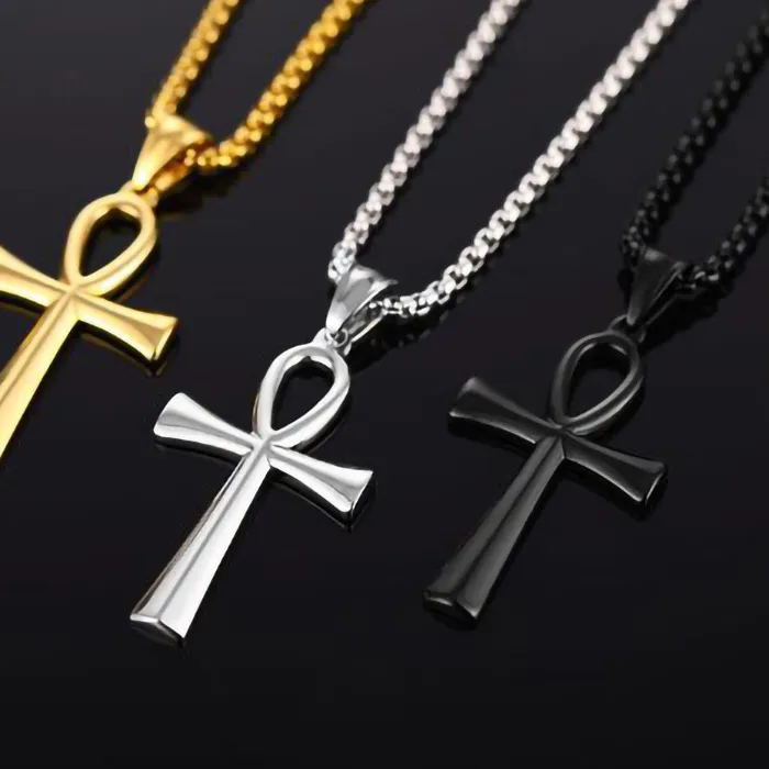 Authentic Egyptian Ankh Necklace Cross Pendant Chain Waterproof Jewelry Accessories