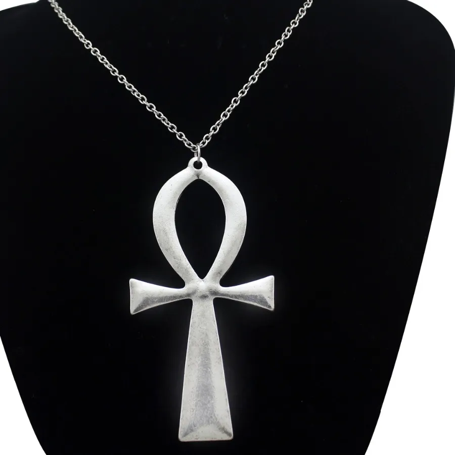 Authentic 10x5cm Vintage Egyptian Life Big Ankh Cross Pendant Long Chain Necklace Jewelry Men and Women Accessories
