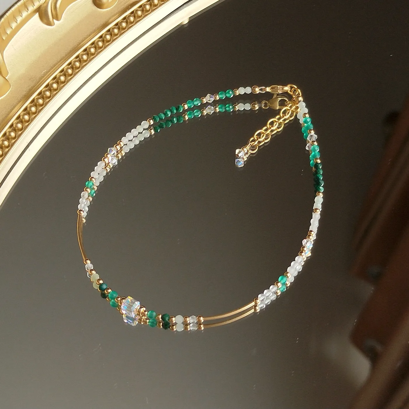 Authentic Celestial Harmony Gemstone And Gold Talisman Anklet