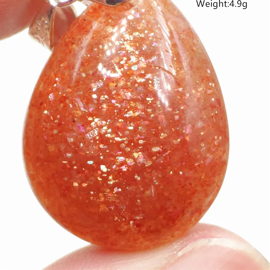 Authentic Natural Orange Sunstone Gold Strawberry Quartz Beads Pendant Necklace Jewelry Arusha Stone Women Men Flash AAAAAA