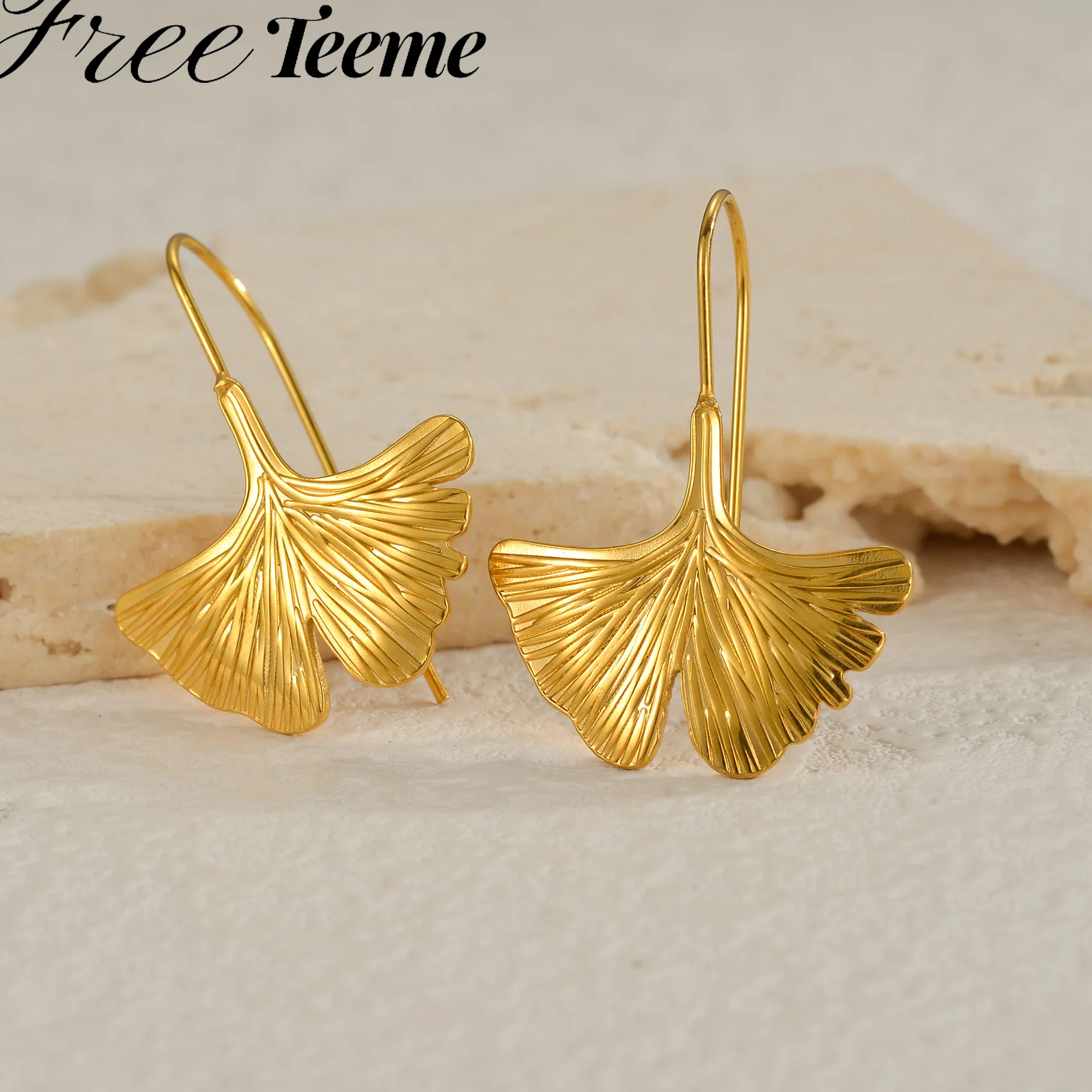Authentic Freeteeme Elegant Chinese Style Ginkgo Leaf Earrings Dangle Earrings Daily Jewelry Birthday