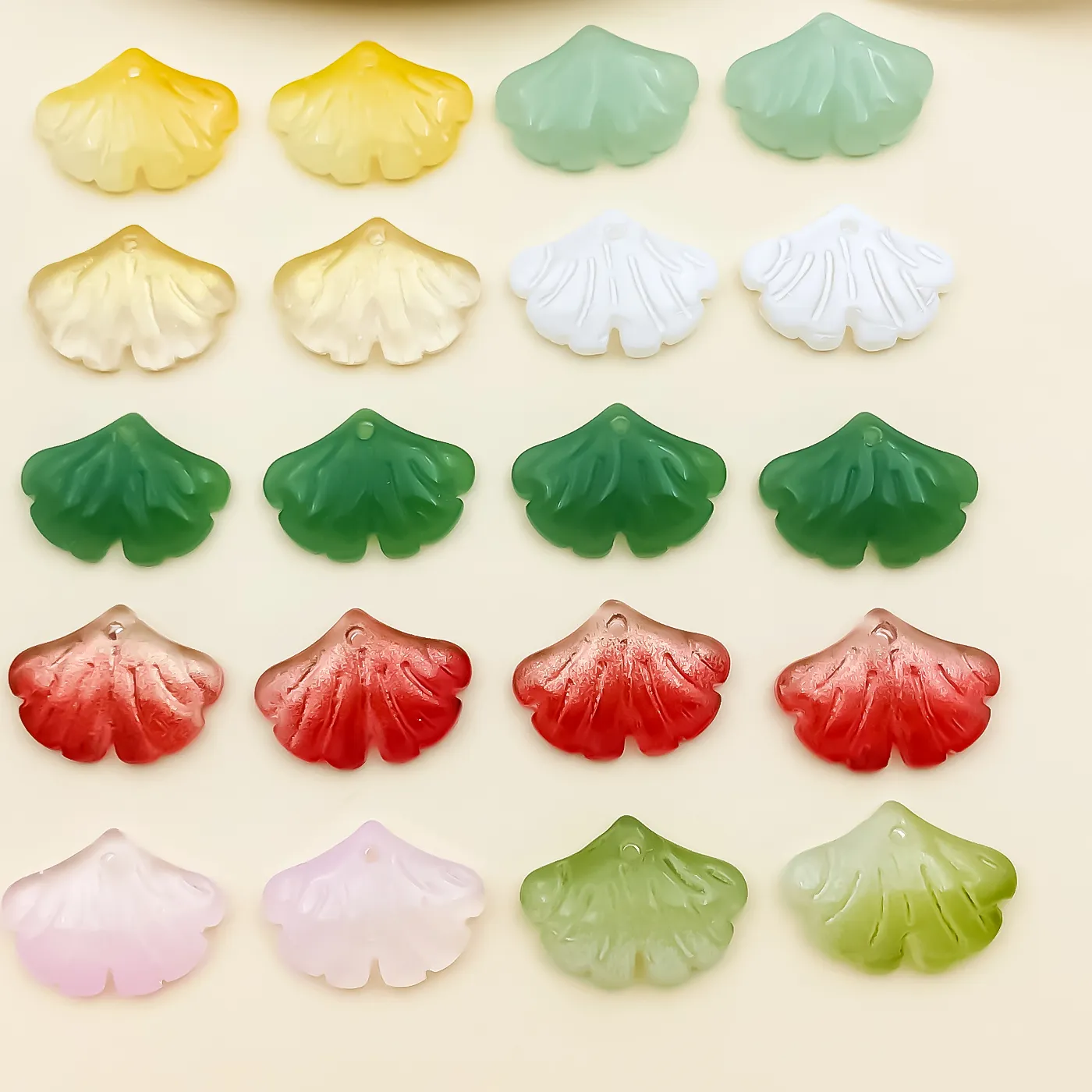 Authentic 5pcs/20pcs Glass Ginkgo Leaves Pendant Jewelry Making DIY Keychain Earrings Charms for Jewelry Bracelets Necklace