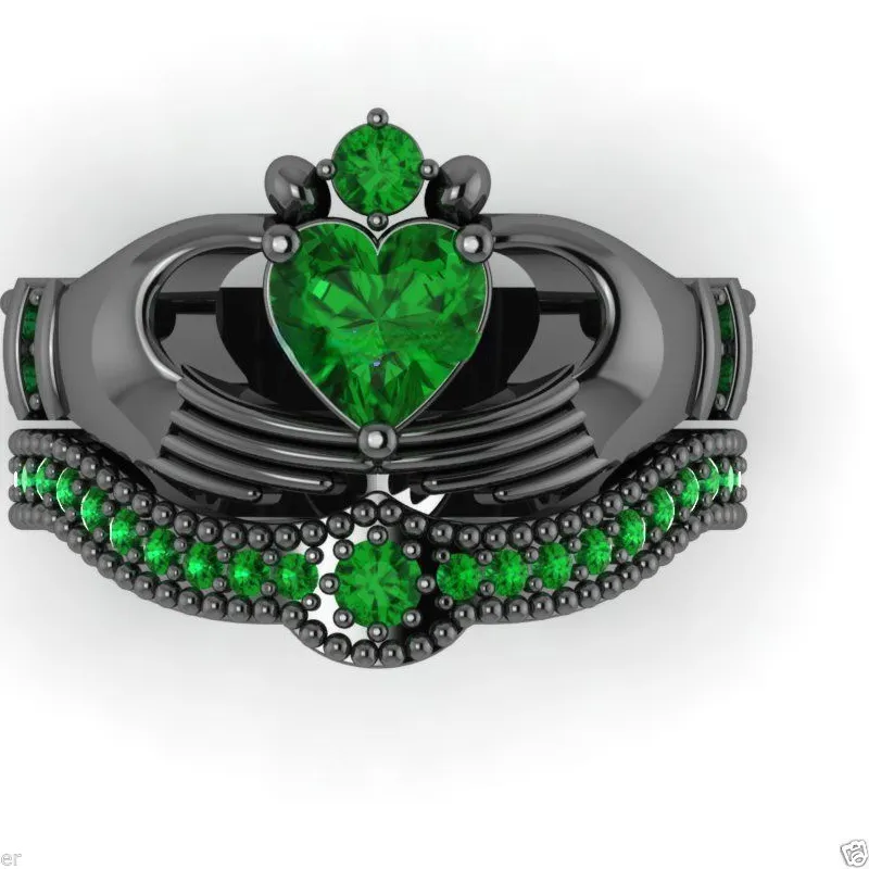 Authentic The Emerald Heart of Loyalty - Sacred Claddagh Talisman of Eternal Love and White Gold Radiance