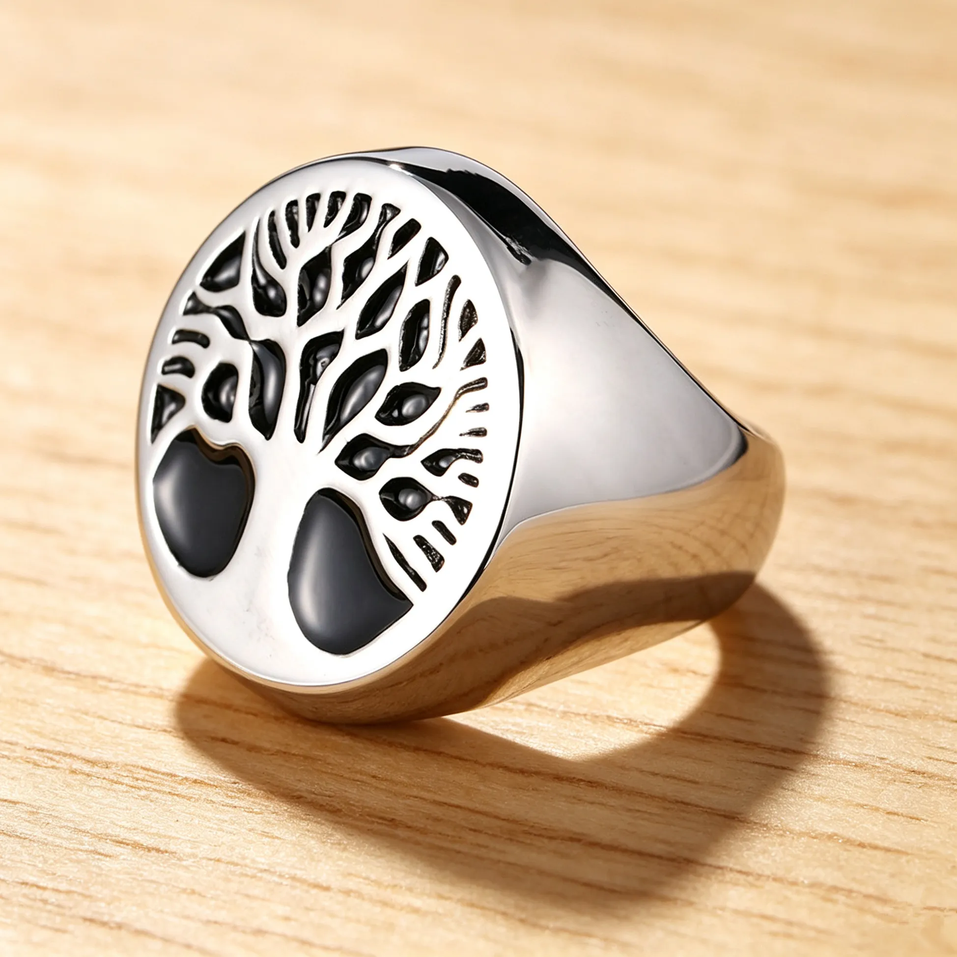 Authentic RETROLINK Great Life Tree Ring Jewelry Claddagh Style Celtic Knot Motor Biker Men Women Ring